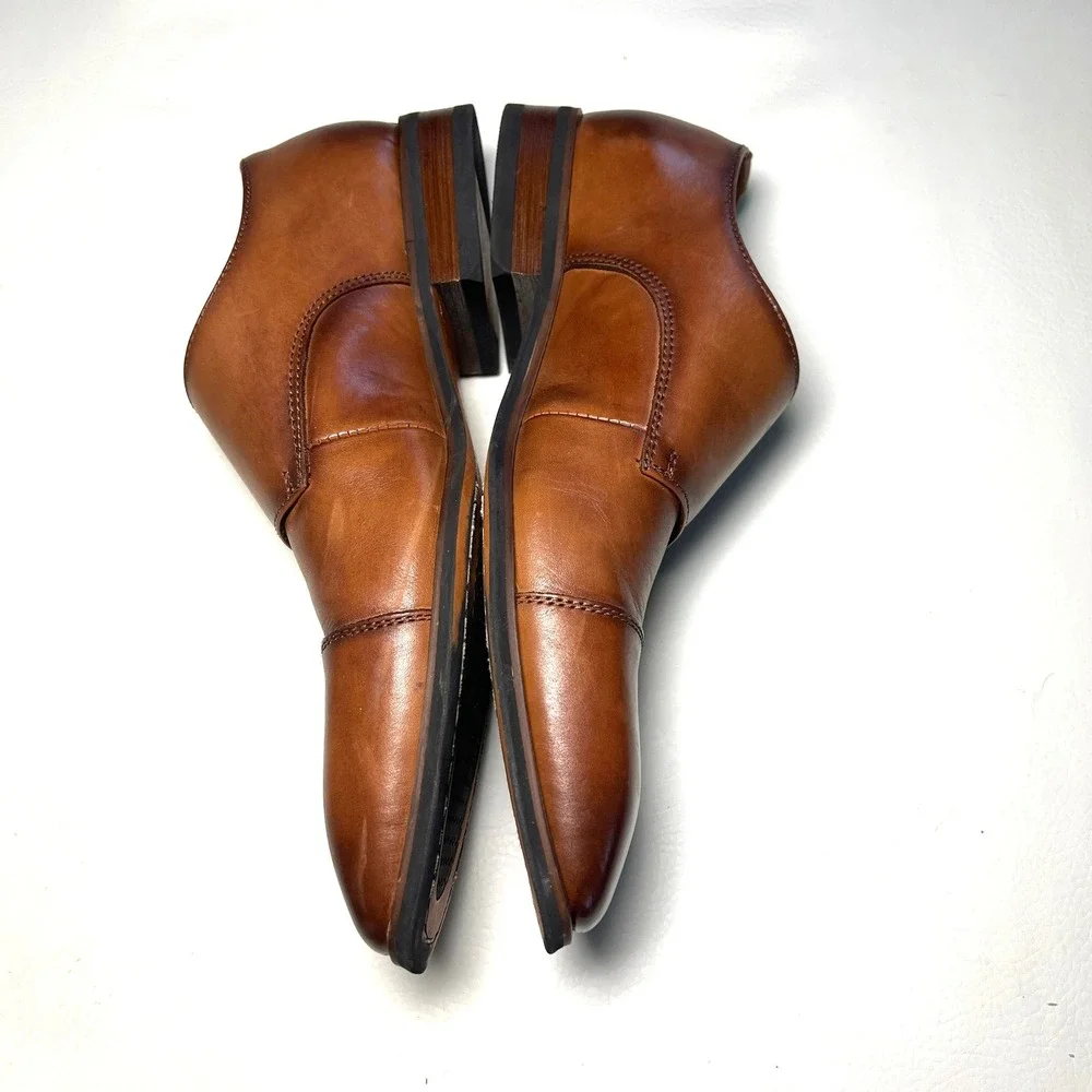 La Milano Albin Monk Strap Mens 8M Cognac Leather Cap Toe Dress Shoes A11641